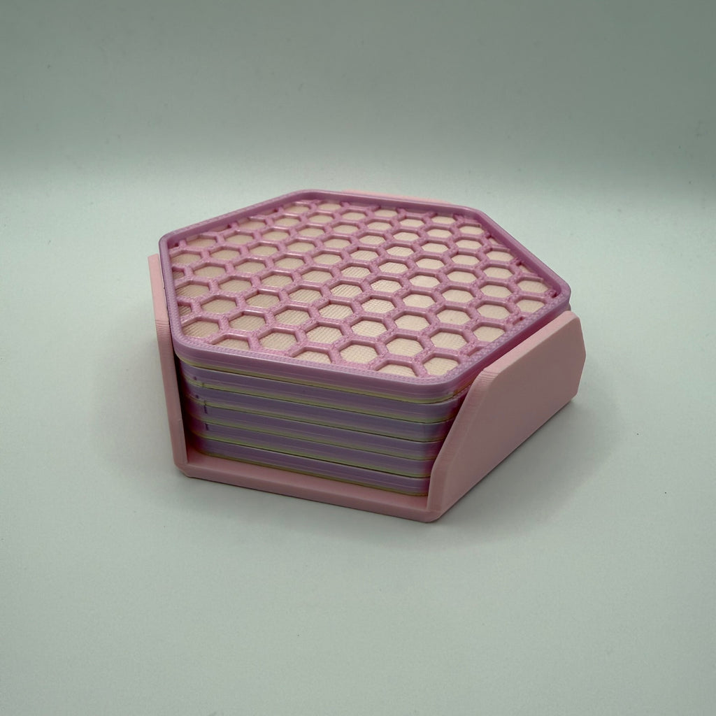 Honeycomb Hexagon Coasters with Holder