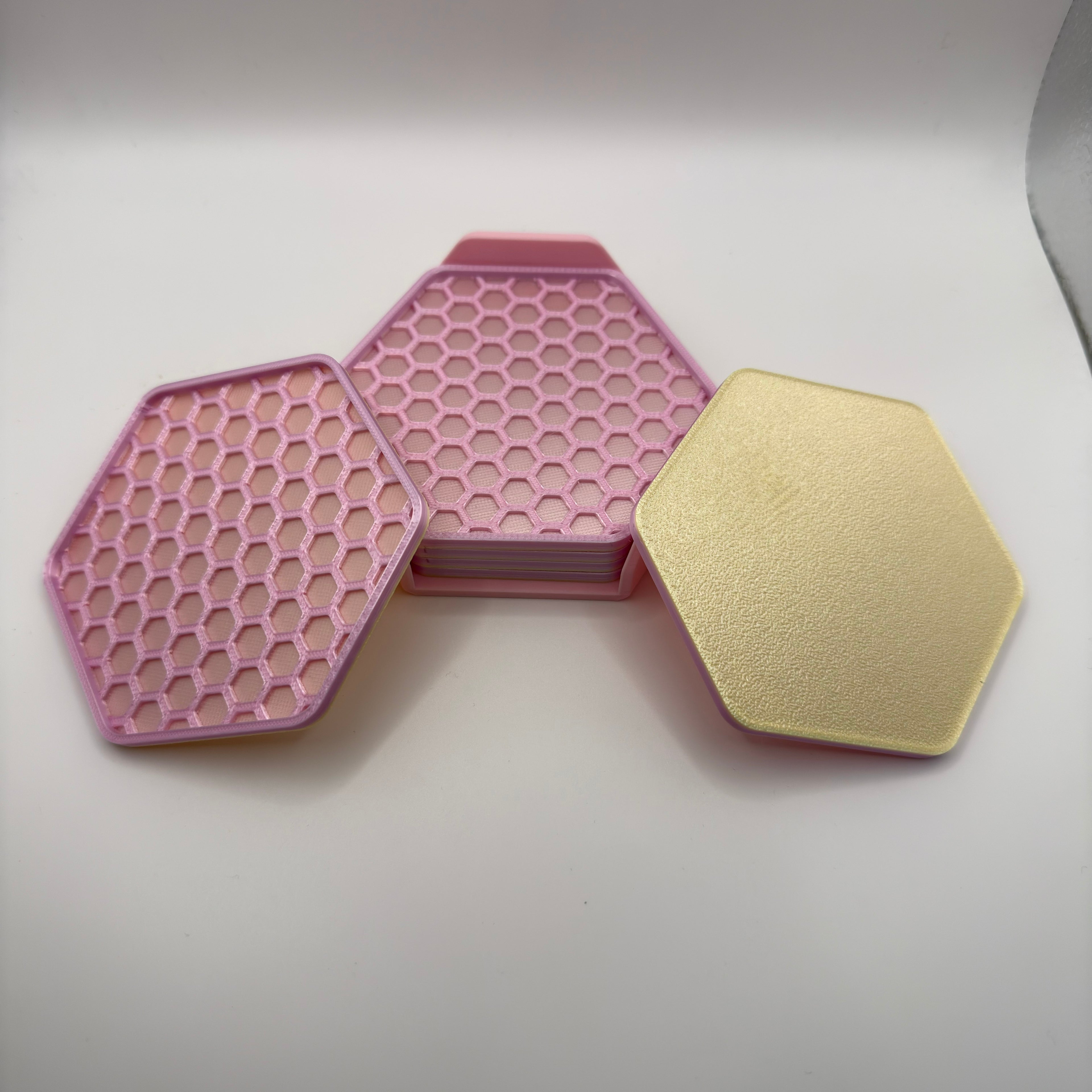 Honeycomb Hexagon Coasters with Holder