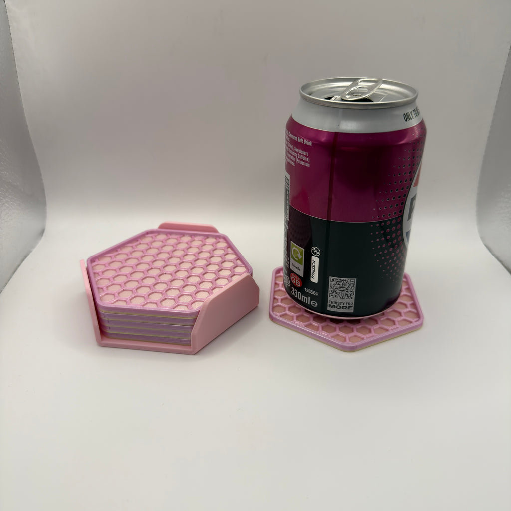 Honeycomb Hexagon Coasters with Holder