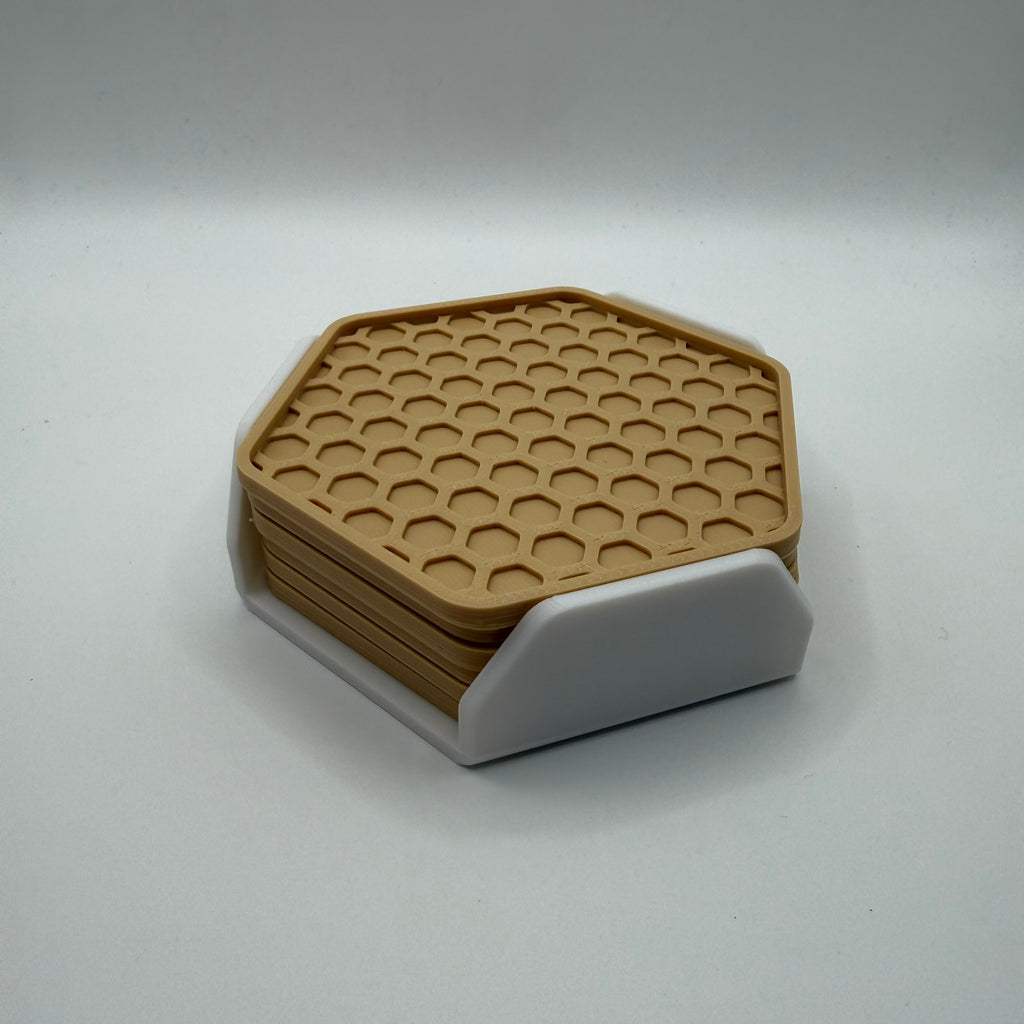 Honeycomb Hexagon Coasters with Holder