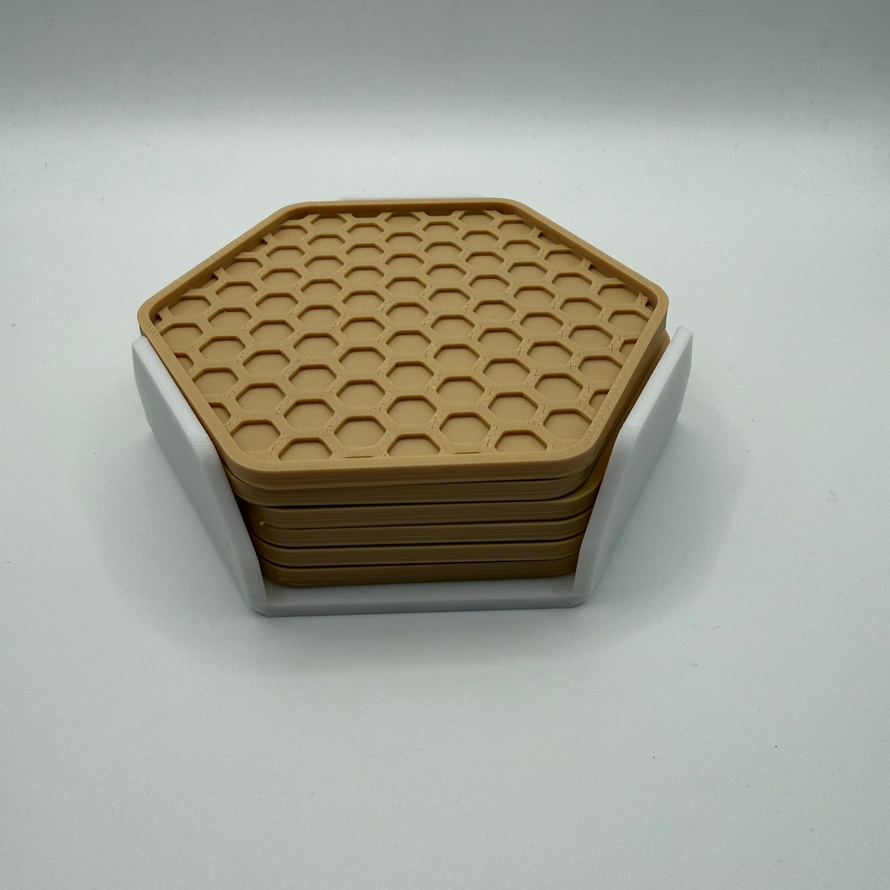 Honeycomb Hexagon Coasters with Holder