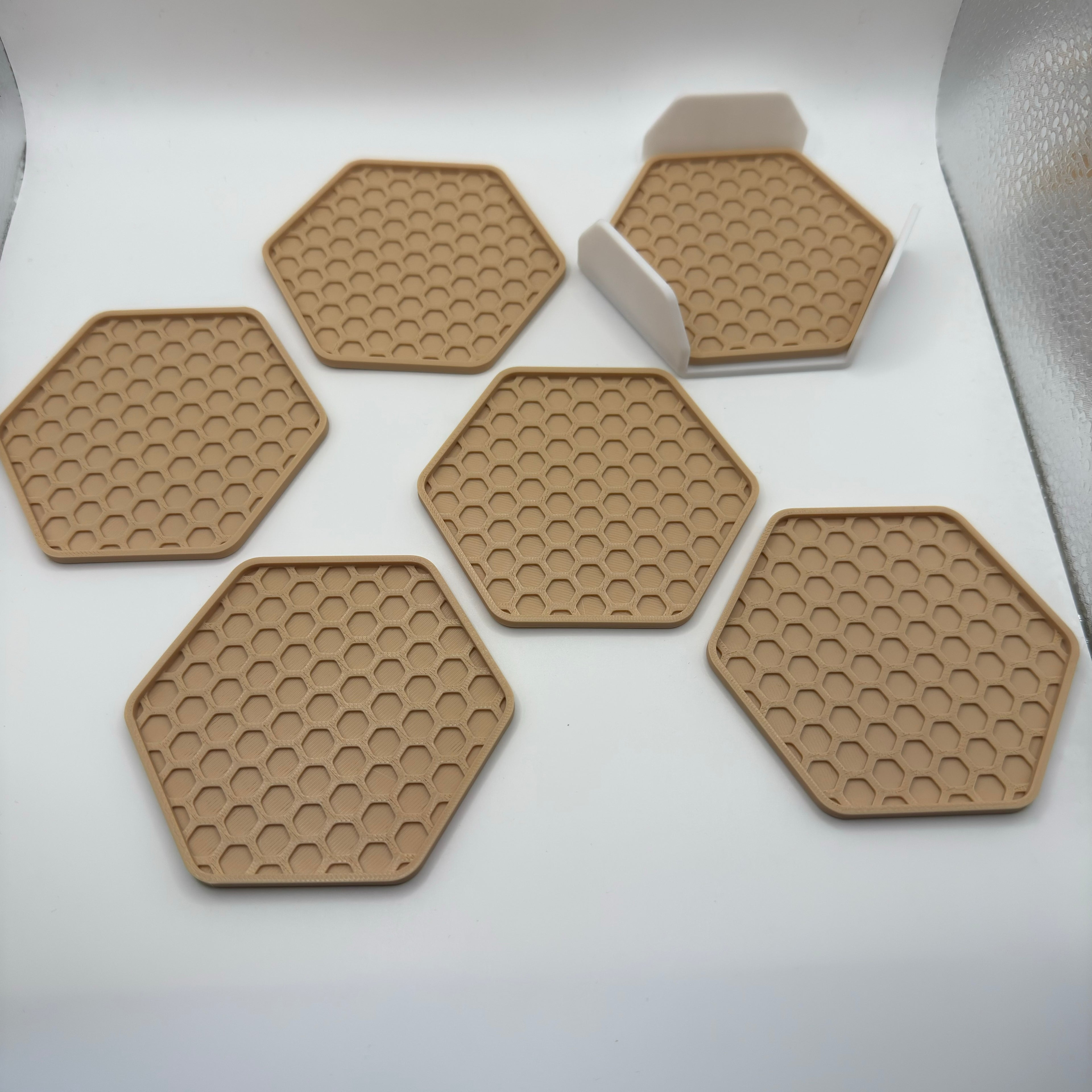 Honeycomb Hexagon Coasters with Holder