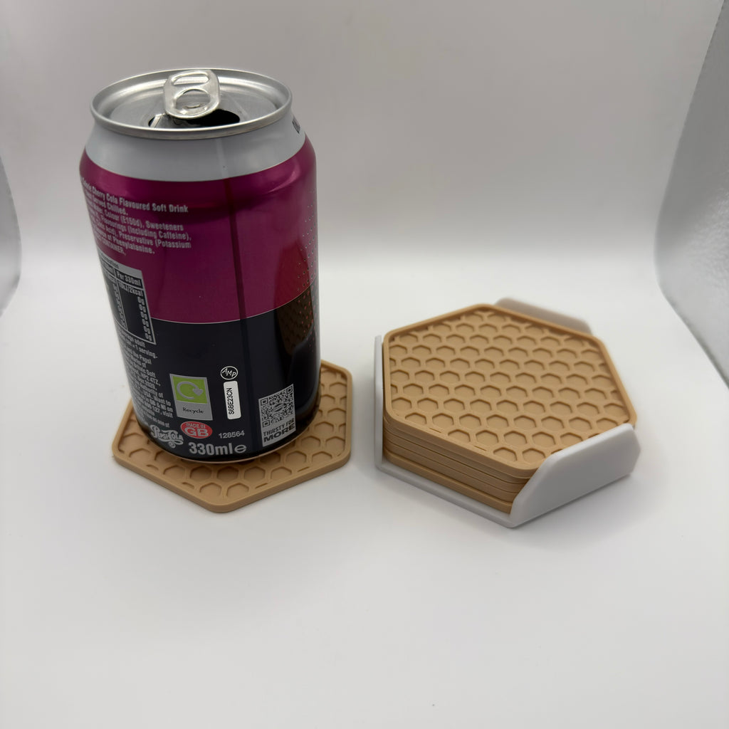 Honeycomb Hexagon Coasters with Holder