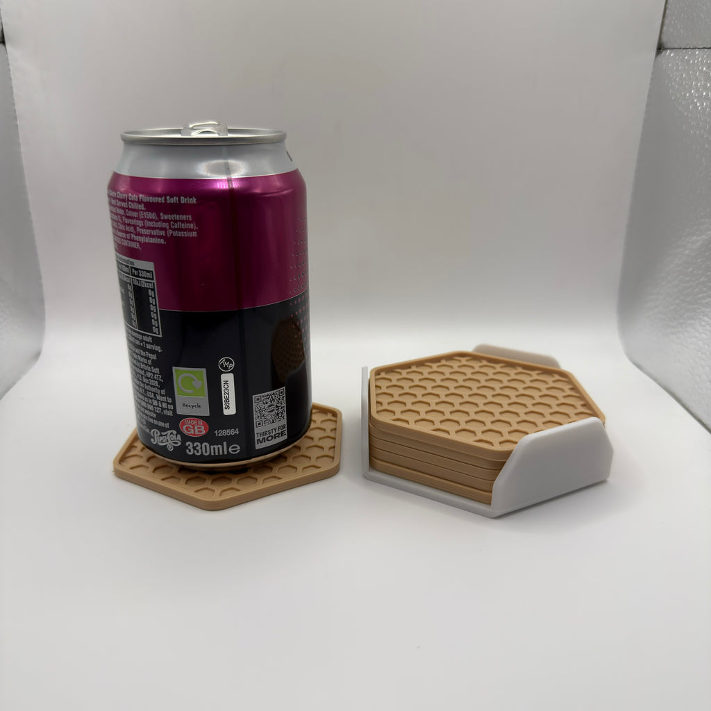 Honeycomb Hexagon Coasters with Holder